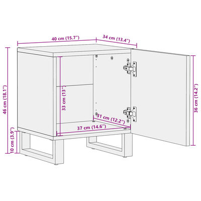 vidaXL Κομοδίνα 2 τεμ. 40 x 34 x 46 εκ. από Μασίφ Ξύλο Μάνγκο