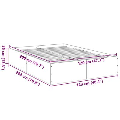 vidaXL Πλαίσιο Κρεβατιού Καφέ Δρυς 120x200 εκ. Επεξεργασμένο Ξύλο