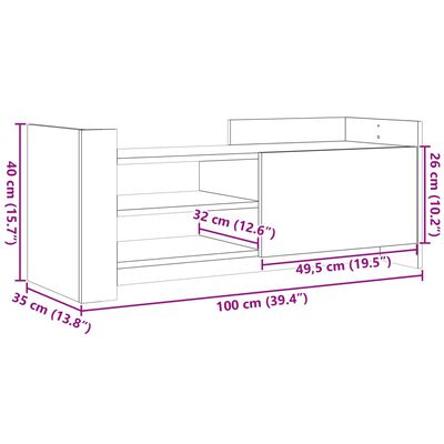 vidaXL Έπιπλο Τηλεόρασης Καφέ Δρυς 100x35x40 εκ. Επεξεργασμένο Ξύλο