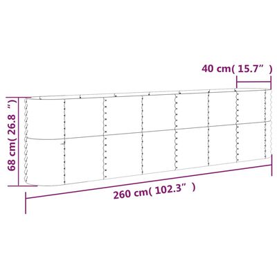 vidaXL Ζαρντινιέρα Πράσινη 260x40x68 εκ Ατσάλι με Ηλεκτρ. Βαφή Πούδρας