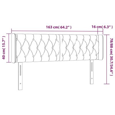 vidaXL Κεφαλάρι Κρεβατιού LED Σκούρο Γκρι 163x16x78/88 εκ. Υφασμάτινο