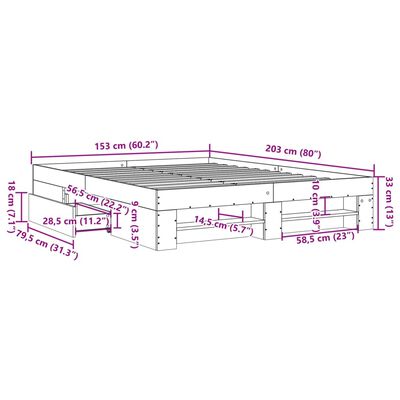 vidaXL Πλαίσιο Κρεβατιού Sonoma Δρυς 150x200 εκ. Επεξεργασμένο Ξύλο