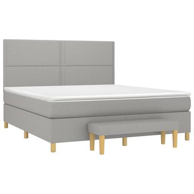 vidaXL Κρεβάτι Boxspring με Στρώμα Ανοιχτό Γκρι 180x200 εκ. Υφασμάτινο