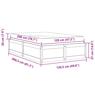 vidaXL Κρεβάτι με Στρώμα Λευκό 120x200 εκ Μασίφ Ξύλο Πεύκου