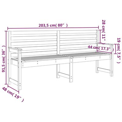 vidaXL Παγκάκι Κήπου Γκρι 203,5 x 48 x 91,5 εκ. από Μασίφ Ξύλο Πεύκου