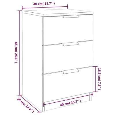 vidaXL Κομοδίνα 2 τεμ. Μαύρα 40 x 36 x 65 εκ.