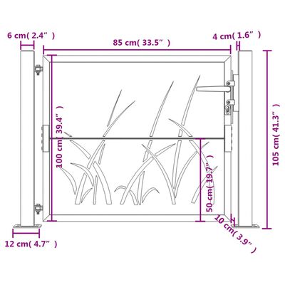 vidaXL Πύλη Κήπου με Σχέδιο Γρασίδι Ανθρακί 105 x 105 εκ. Ατσάλινη