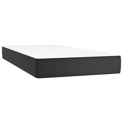 vidaXL Κρεβάτι Boxspring με Στρώμα Μαύρο 90x200εκ. από Συνθετικό Δέρμα