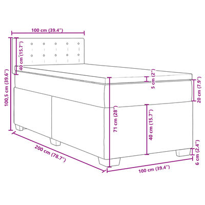 vidaXL Κρεβάτι Boxspring με Στρώμα Καπουτσίνο 100x200εκ.από Συνθ.Δέρμα