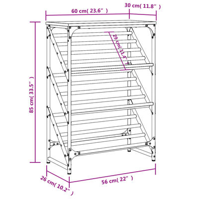 vidaXL Παπουτσοθήκη Καπνιστή Δρυς 60x30x85 εκ. Επεξεργασμένο Ξύλο