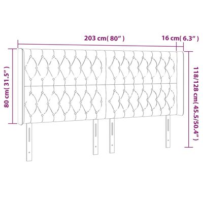 vidaXL Κεφαλάρι με Πτερύγια Ροζ 203x16x118/128 εκ. Βελούδινο