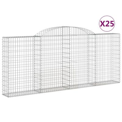 vidaXL Συρματοκιβώτια Τοξωτά 25 τεμ. 300x30x120/140 εκ. Γαλβαν. Ατσάλι