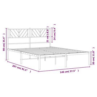 vidaXL Πλαίσιο Κρεβατιού με Κεφαλάρι Λευκό 140 x 200 εκ. Μεταλλικό