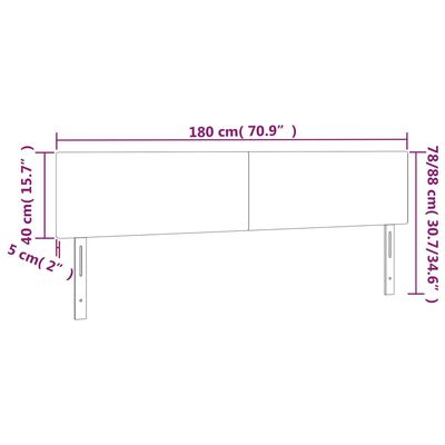 vidaXL Κεφαλάρι Κρεβατιού LED Ανοιχτό Γκρι 180x5x78/88 εκ. Βελούδινο