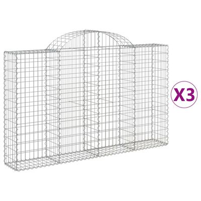 vidaXL Συρματοκιβώτια Τοξωτά 3 τεμ. 200x30x120/140 εκ. Γαλβαν. Ατσάλι