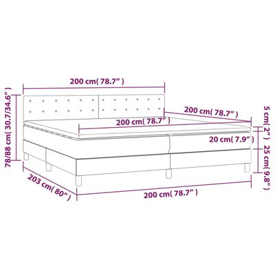 vidaXL Κρεβάτι Boxspring με Στρώμα & LED Μαύρο 200x200 εκ. Υφασμάτινο