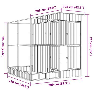 vidaXL Κλουβί με Επέκταση Ασημένιο 209x203x216 εκ. Ατσάλινο