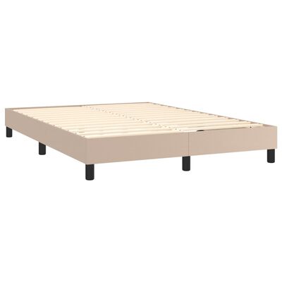 vidaXL Κρεβάτι Boxspring με Στρώμα Καπουτσίνο 140x190εκ.από Συνθ.Δέρμα