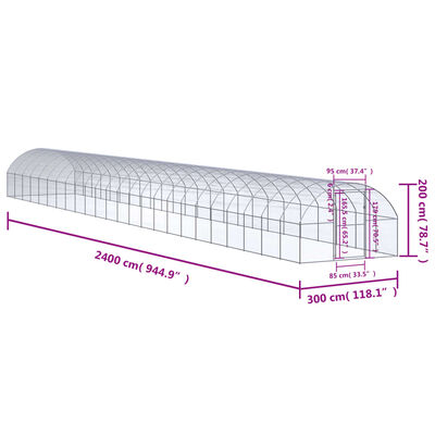 vidaXL Κοτέτσι Εξωτερικού Χώρου 3 x 24 x 2 μ. από Γαλβανισμένο Χάλυβα