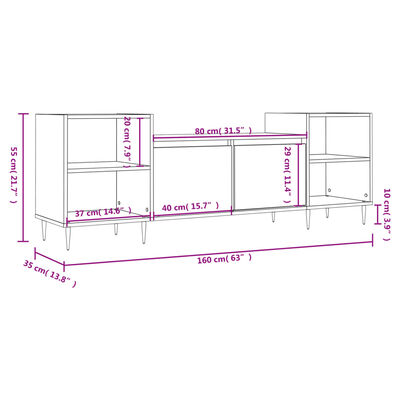 vidaXL Έπιπλο Τηλεόρασης Sonoma Δρυς 160x35x55 εκ. Επεξ. Ξύλο