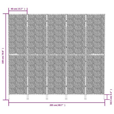 vidaXL Διαχωριστικό Δωματίου με 5 Πάνελ Καφέ 205x180 εκ. Υάκινθο Νερού