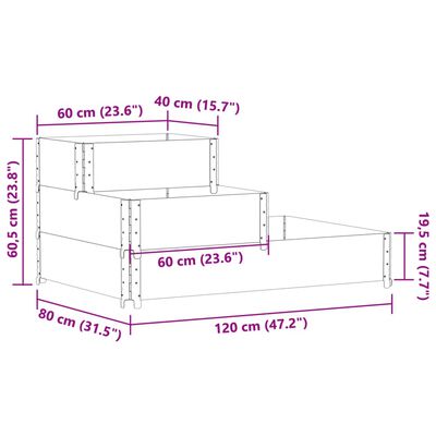 vidaXL Ζαρντινιέρα Υπερ. 3 Επιπέδων Μαύρη 120x80 εκ. Μασίφ Ξύλο Πεύκου