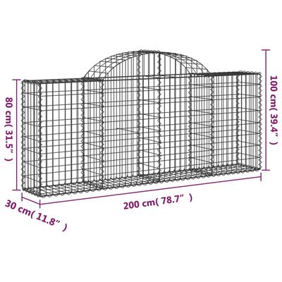 vidaXL Συρματοκιβώτια Τοξωτά 9 τεμ. 200x30x80/100 εκ. Γαλβαν. Ατσάλι