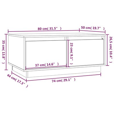 vidaXL Τραπεζάκι Σαλονιού Καφέ Μελί 80x50x35 εκ. Μασίφ Ξύλο Πεύκου