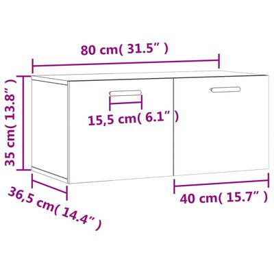 vidaXL Ντουλάπι Τοίχου Γκρι Sonoma 80x36,5x35 εκ. Επεξεργασμένο Ξύλο