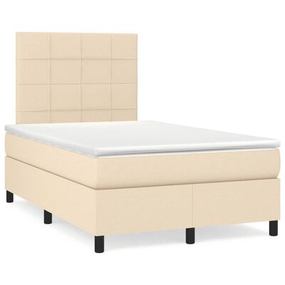 vidaXL Κρεβάτι Boxspring με Στρώμα Κρεμ 120x190 εκ. Υφασμάτινο