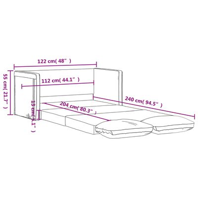 vidaXL Καναπές-Κρεβάτι Δαπέδου 2σε1 Σκ. Κίτρινο 122x204x55 εκ. Βελούδο