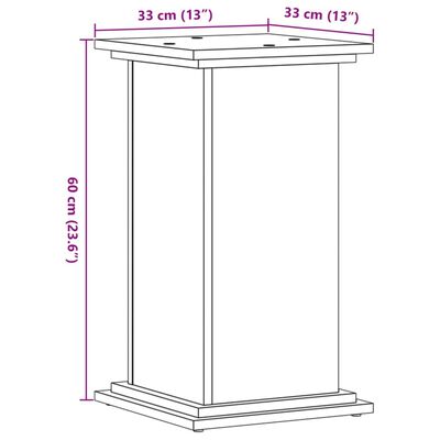 vidaXL Βάσεις Φυτών Καπνιστή Δρυς 33x33x60 εκ Επεξεργασμένο Ξύλο