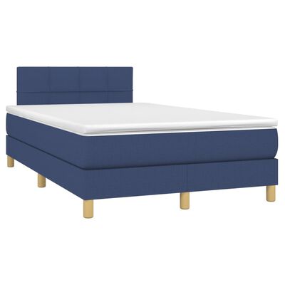 vidaXL Κρεβάτι Boxspring με Στρώμα & LED Μπλε 120x200 εκ. Υφασμάτινο