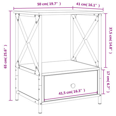 vidaXL Κομοδίνα 2 τεμ Γκρι Sonoma 50x41x65 εκ. από Επεξεργασμένο Ξύλο