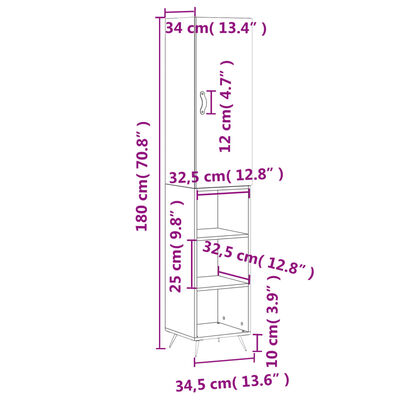 vidaXL Μπουφές Sonoma δρυς 34,5 x 34 x 180 εκ. από Επεξεργασμένο Ξύλο