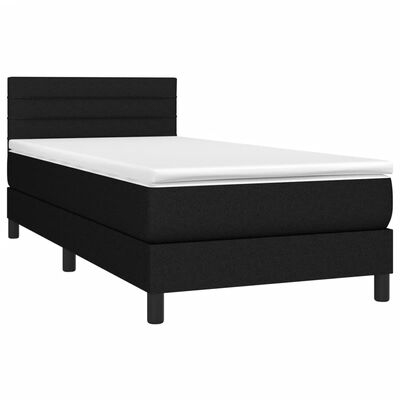 vidaXL Κρεβάτι Boxspring με Στρώμα & LED Μαύρο 80x200 εκ. Υφασμάτινο