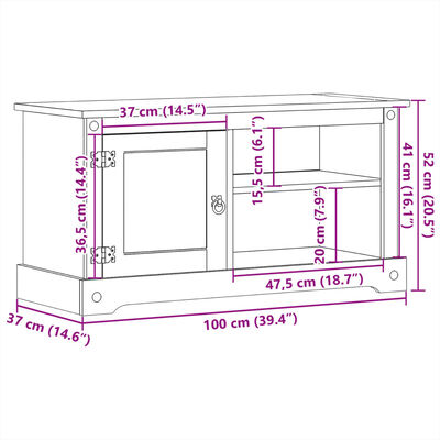 vidaXL Έπιπλο Τηλεόρασης Corona 100x37x52 εκ. από Μασίφ Ξύλο Πεύκου