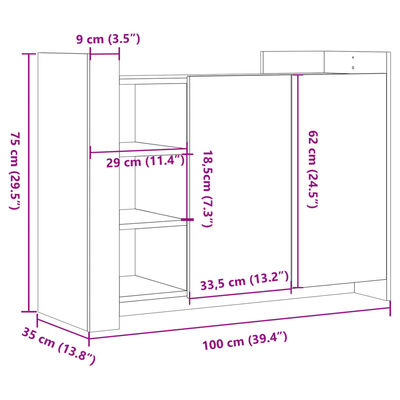 vidaXL Ντουλάπι Sonoma Δρυς 100 x 35 x 75 εκ. από Επεξεργασμένο Ξύλο