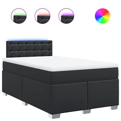 vidaXL Κρεβάτι Boxspring με Στρώμα Μαύρο 120 x 200 εκ. Συνθετικό Δέρμα