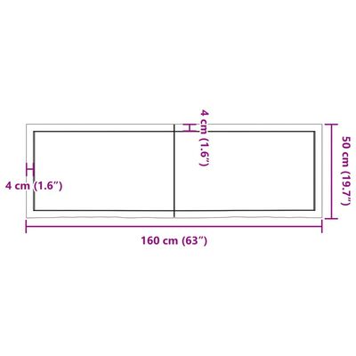 vidaXL Πάγκος Μπάνιου 160x50x(2-4) εκ. από Ακατέργαστο Μασίφ Ξύλο