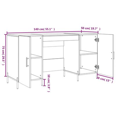 vidaXL Γραφείο Γκρι Sonoma 140 x 50 x 75 εκ. από Επεξεργασμένο Ξύλο