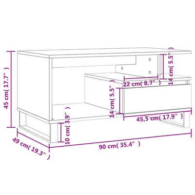 vidaXL Τραπεζάκι Σαλονιού Γκρι Σκυρ. 90x49x45 εκ. Επεξεργασμένο Ξύλο