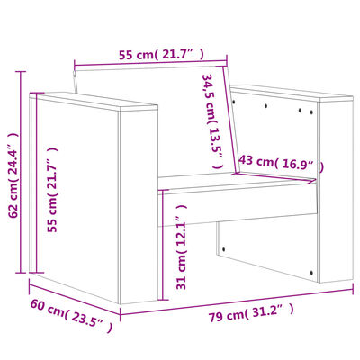 vidaXL Καναπές Κήπου 79 x 60 x 62 εκ. από Μασίφ Ξύλο Ψευδοτσούγκας