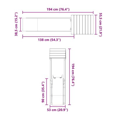 vidaXL Παιδική Χαρά Εξωτερικού Χώρου από Μασίφ Ξύλο Πεύκου