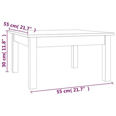 vidaXL Τραπεζάκι Σαλονιού Γκρι 55 x 55 x 30 εκ. από Μασίφ Ξύλο Πεύκου