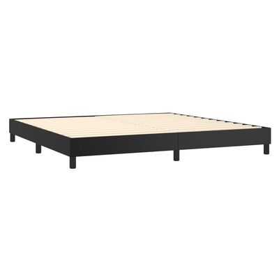 vidaXL Κρεβάτι Boxspring με Στρώμα Μαύρο 200x200 εκ. Συνθετικό Δέρμα