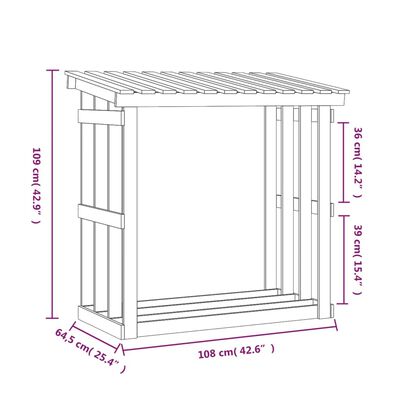 vidaXL Ραφιέρα Καυσόξυλων 108x64,5x109 εκ. από Μασίφ Ξύλο Πεύκου