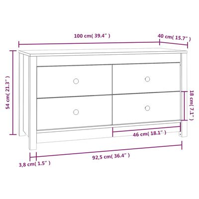 vidaXL Βοηθητικό Ντουλάπι Καφέ Μελί 100x40x54 εκ.από Μασίφ Ξύλο Πεύκου