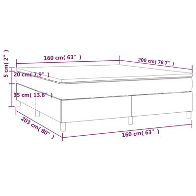 vidaXL Κρεβάτι Boxspring με Στρώμα Ανοιχτό Γκρι 160x200 εκ. Βελούδινο