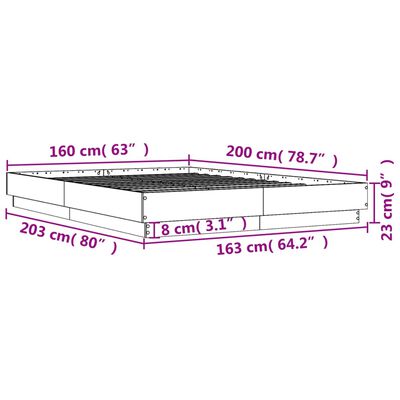 vidaXL Πλαίσιο Κρεβατιού Καφέ Δρυς 160x200 εκ. Επεξεργασμένο Ξύλο